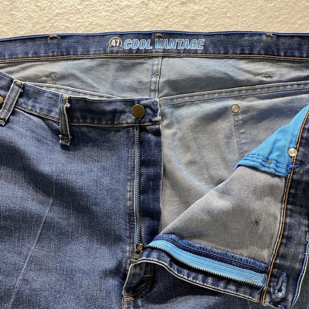 Wrangler Cool Vantage Jeans Mens 44x32 Blue Regular Fit Straight Leg Denim - Picture 7 of 13